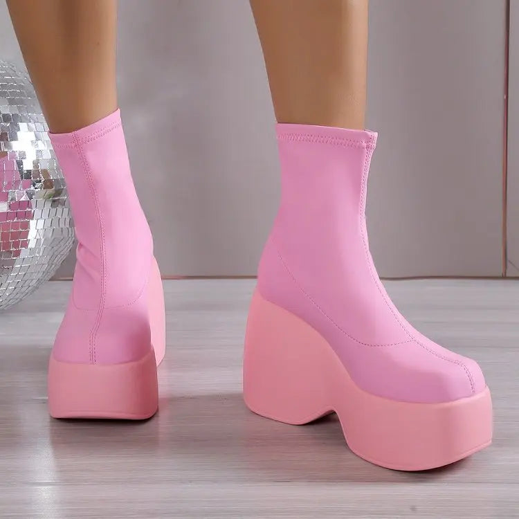 Brand Women Boots Gothic Style Platform Women Ankle Boots High Quality Walking Comfy Woman Shoes New Sexy High Heels Big Size 43