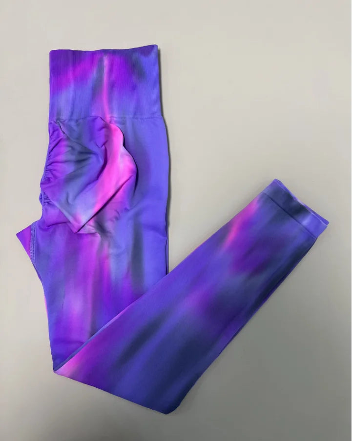 New Tiedye Gym Leggings Seamless Women Push Up Stretch Pants Scrunch Sports High Waist Booty Lifting Workout Yoga Leggins Nylon