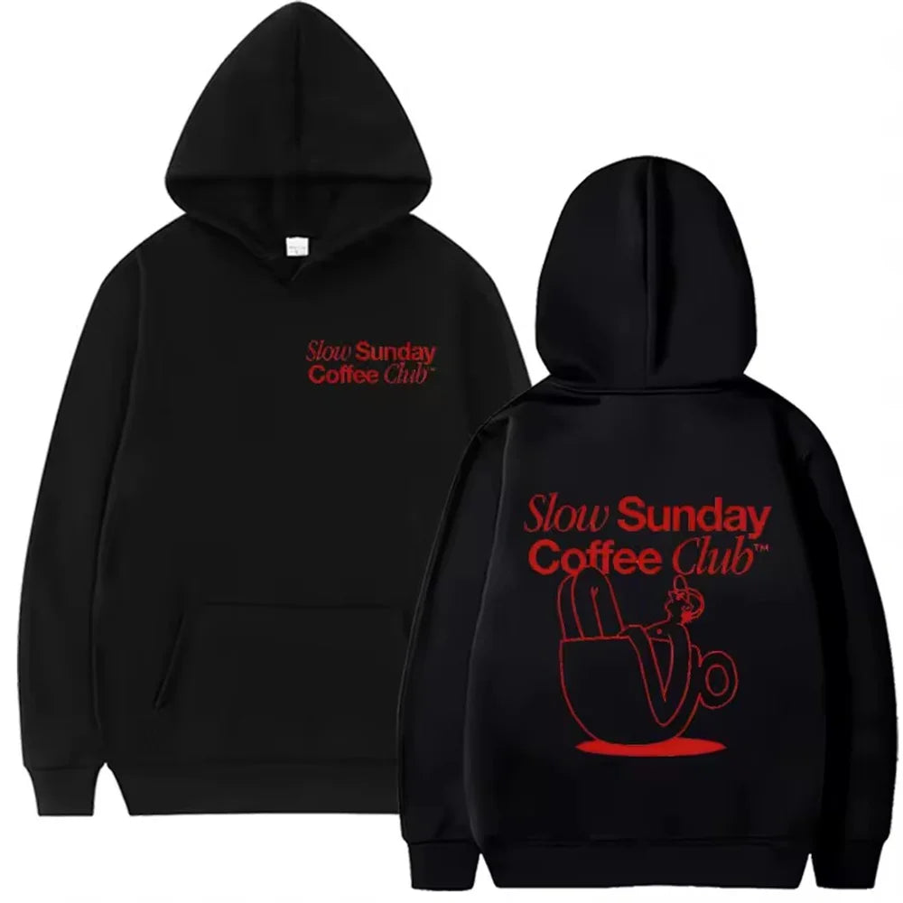 2025 New Sunday Coffee Club Hoodie Funny Men's Hoodie Harajuku Unisex Street Wear Fleece Pullover Sweatshirt