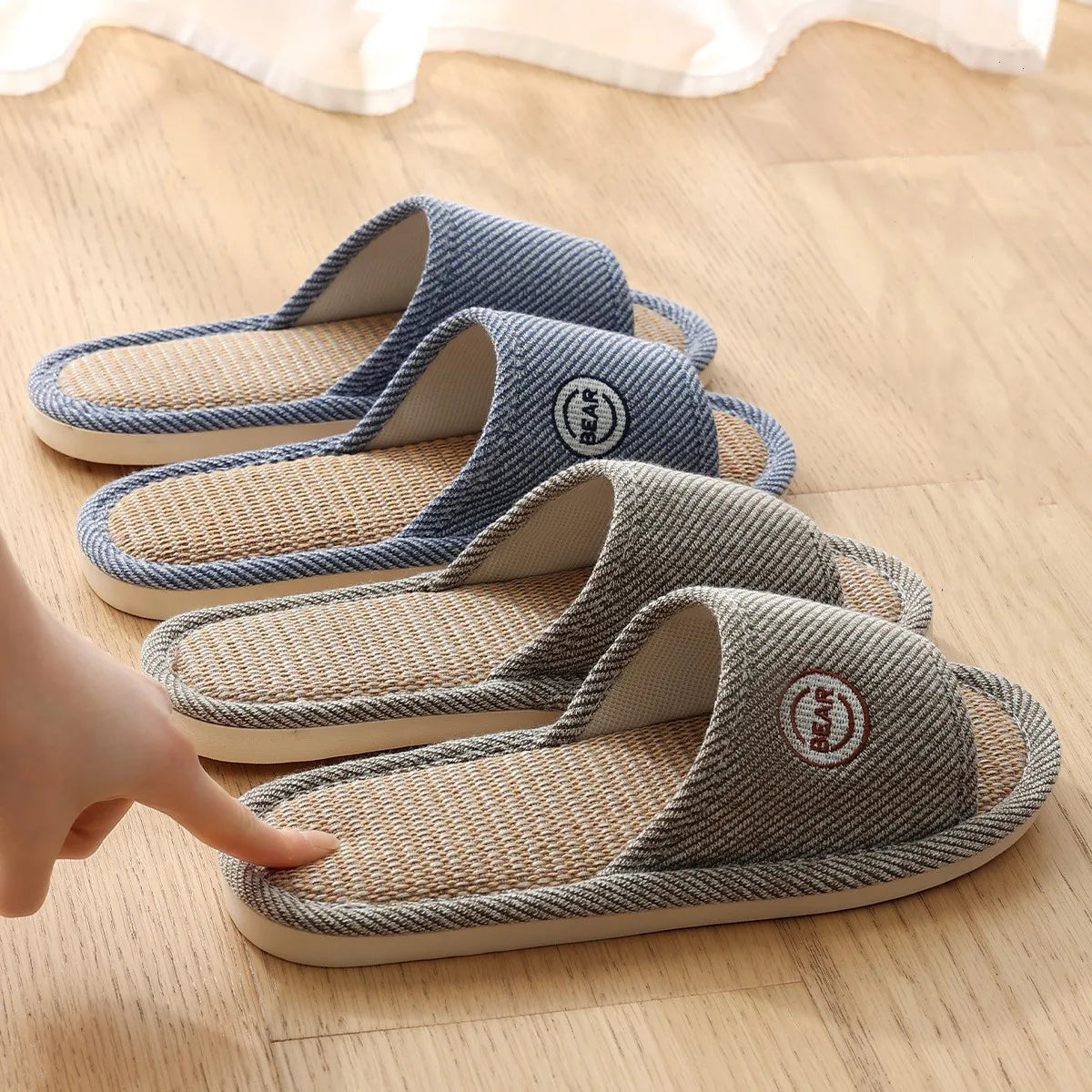Couples Home Linen Slippers Women Indoor Soft Comfortable Bedroom Slides Men Leisure Non Slip House Shoes Platform Cotton Flats