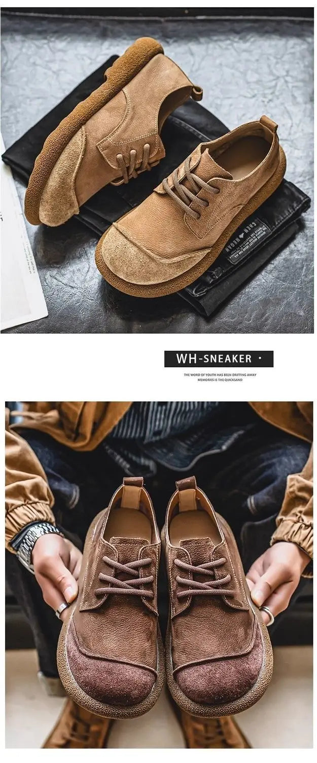 2025 men's shoes autumn new casual shoes wide toe retro low top lace up trend versatile men's shoes