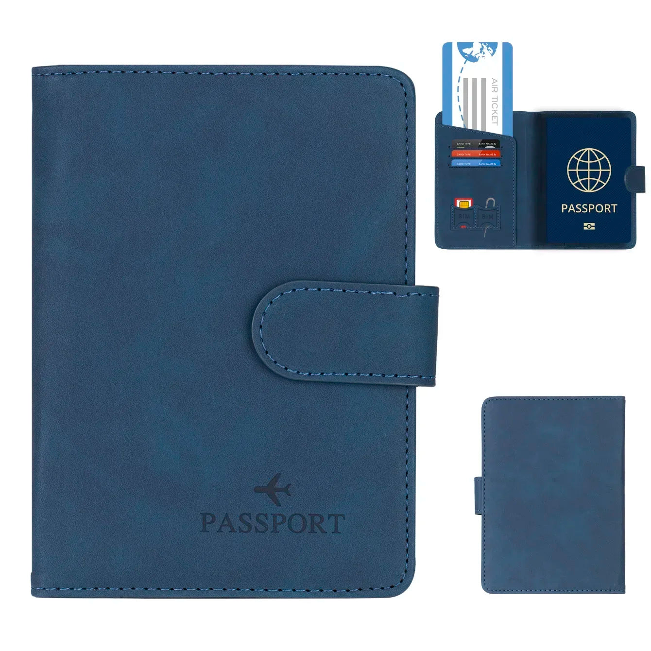 Simple Travel Passport Holder Cover Case Wallet RFID Blocking Business PU Leather Card Case Travel Accessories for Women Men