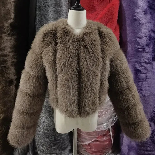 Faux Fox Fur Coat V-Neck Winter Woman Long Sleeve Warm Winter Coat Women Fashion Luxury New Fur Jacket Teddy Chic Outwear 2024