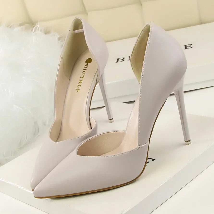 Summer Women Office Work 10.5cm High Heels Nightclub Leather Pumps Lady Fashion Concise Yellow Red Shoes Party Stiletto Heels