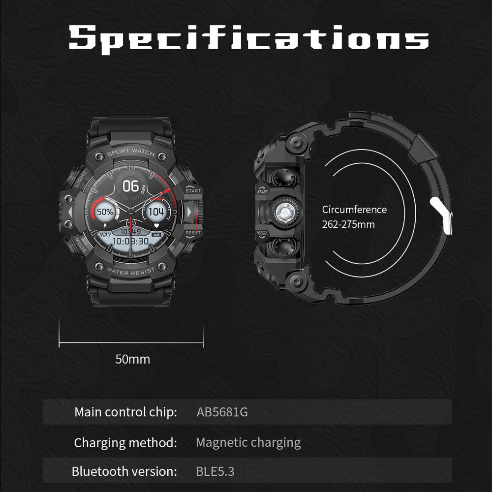 Outdoor Sports Smart Watches Men Blue Tooth Call Smartwatch Compass Waterproof Sleep Health Monitoring Message Push Flashlight