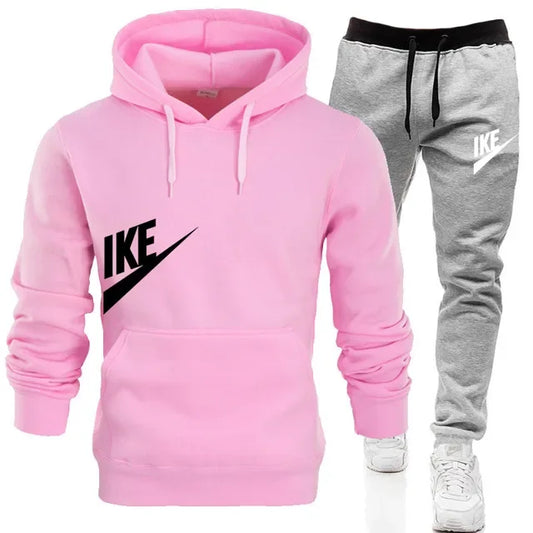 New autumn and winter jogging men's and women's sportswear set, a fashionable street hooded sweatshirt and pants 2-piece set