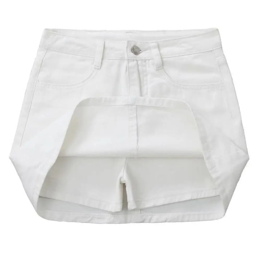 Includes Shorts Pants High Waist a-line Skirt Wide Leg Basic Denim Shorts Skirt Women Streetwear High Waist