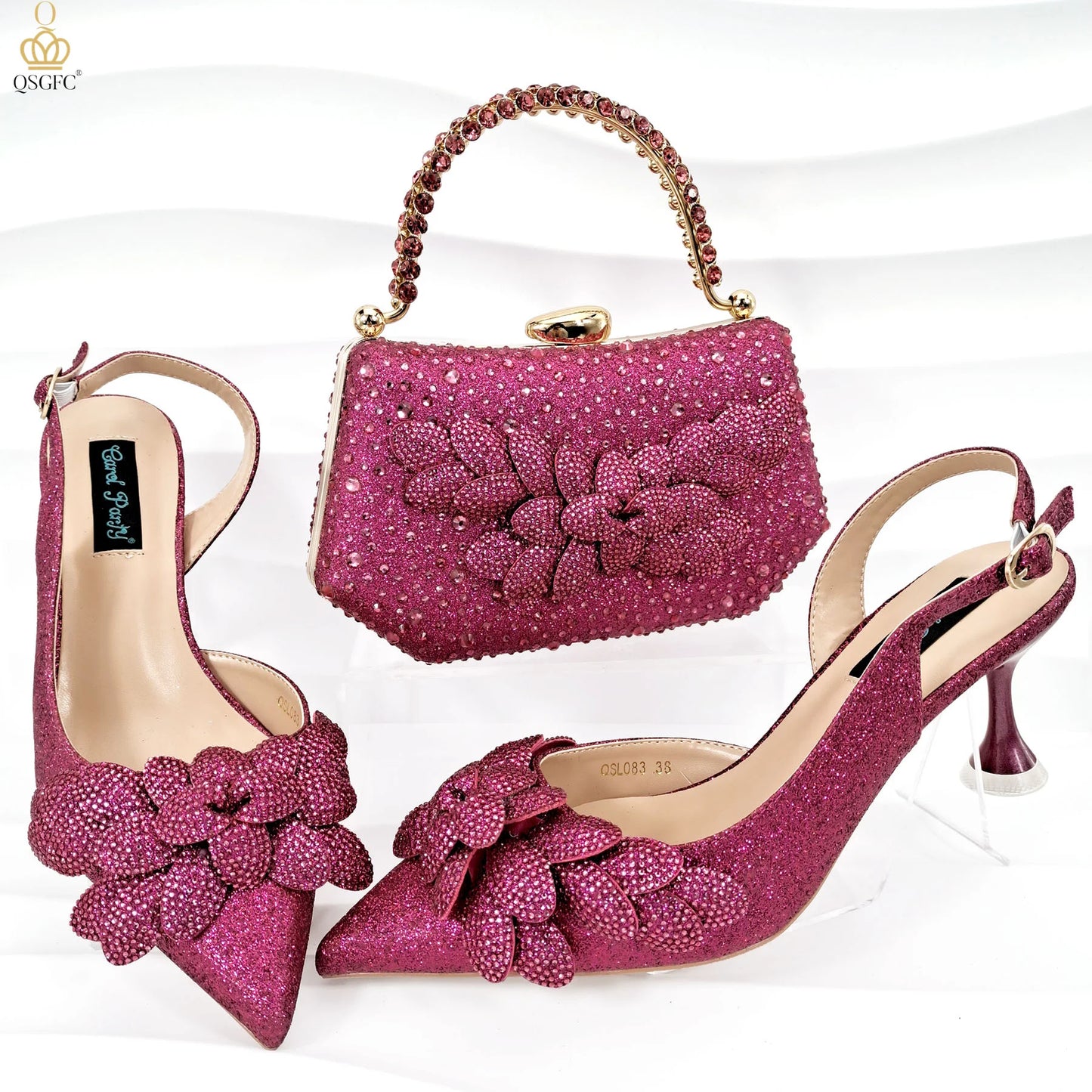 African Fashion Green Heels & Matching Bag Set | Women's Pointed Toe Pumps