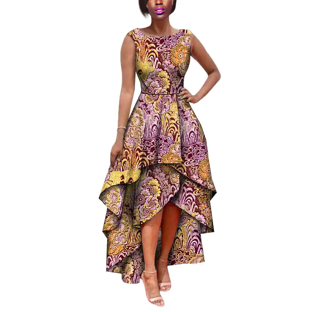 Hot African Women's AFRIPRIDE Private Sleeveless Pleated Party Dress Cotton Women's Dresses A722582