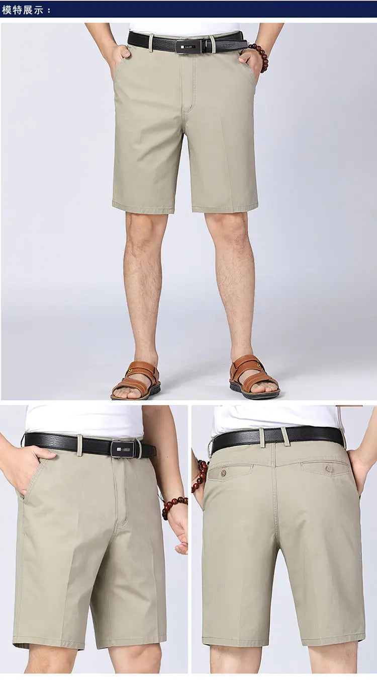 100% Cotton Shorts Men Knee Length Boardshorts Classic Brand Comfortable Clothing Beach Shorts Male Short Trousers