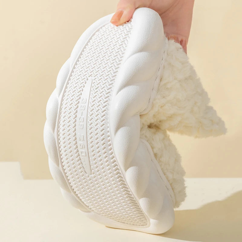 Comwarm Fur Slippers For Women Winter 2023 New Warm Cozy Furry Boots For Home Indoor Cute Soft Sole Plush Slides For Cotton Shoe