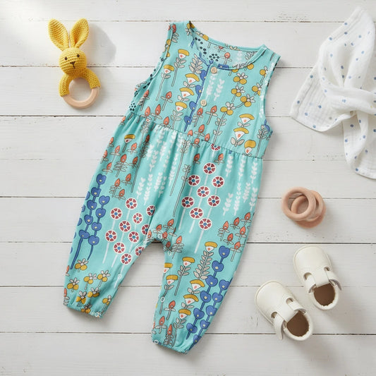 Baby Girls Soft Rompers Holiday Floral Clothing Summer Sleeveless Lovely Toddler Jumpsuits