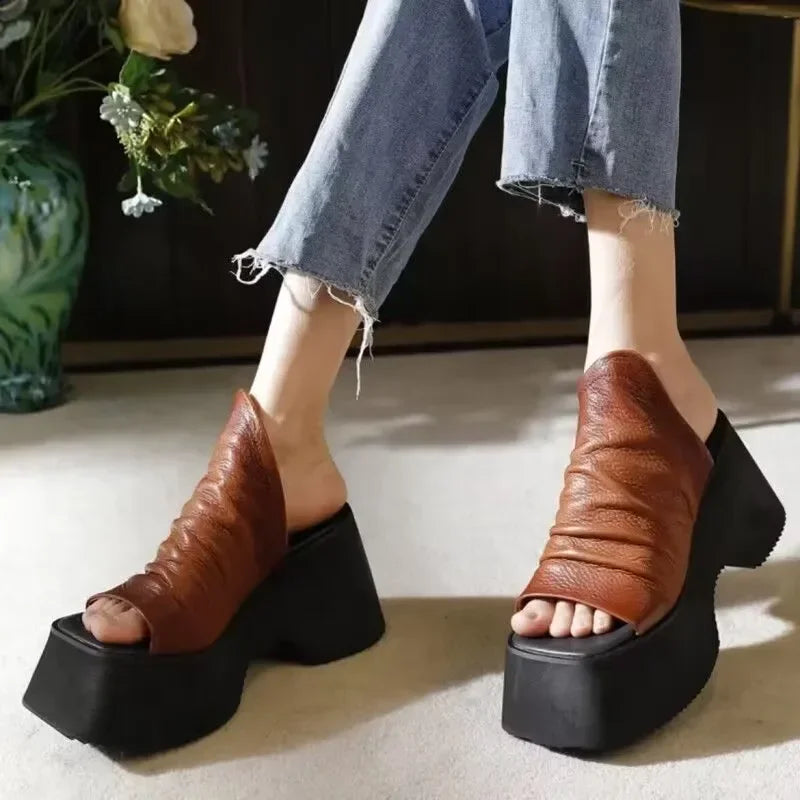 2024 Hot Sell New Summer Platform Women Open Toe Slippers High Heels Shoes Sandals Flip Flops Sexy Pumps Slides Zapatillas Mujer