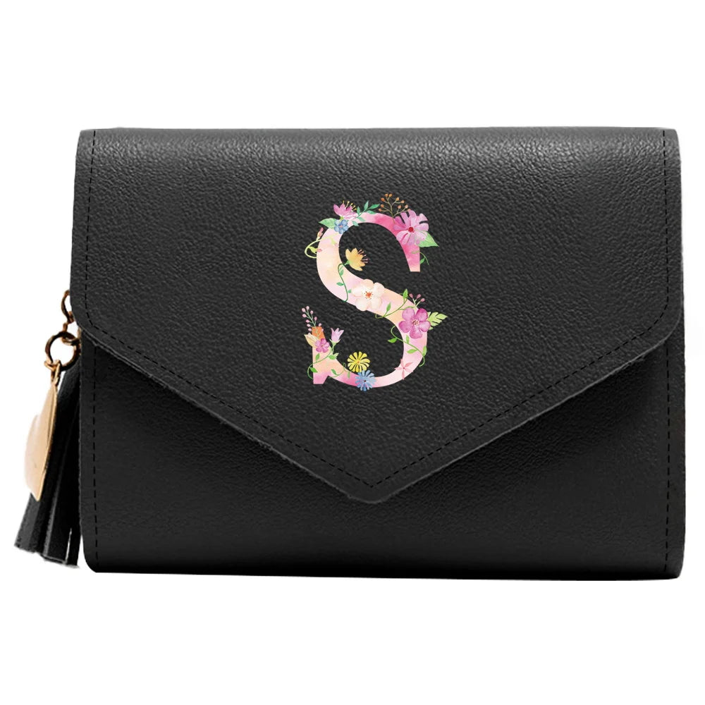 Purse Female Mini Wallet Cute Purse Pink Letter Pattern Slim Wallet RFID Blocking Credit Card Holder Coin Pocket ID Window
