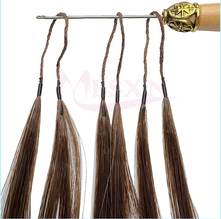 MESXN Double line New Feather hair extensions 100% Human Hair Real Natural Hair Comfortable and Invisible Brown Blonde 613
