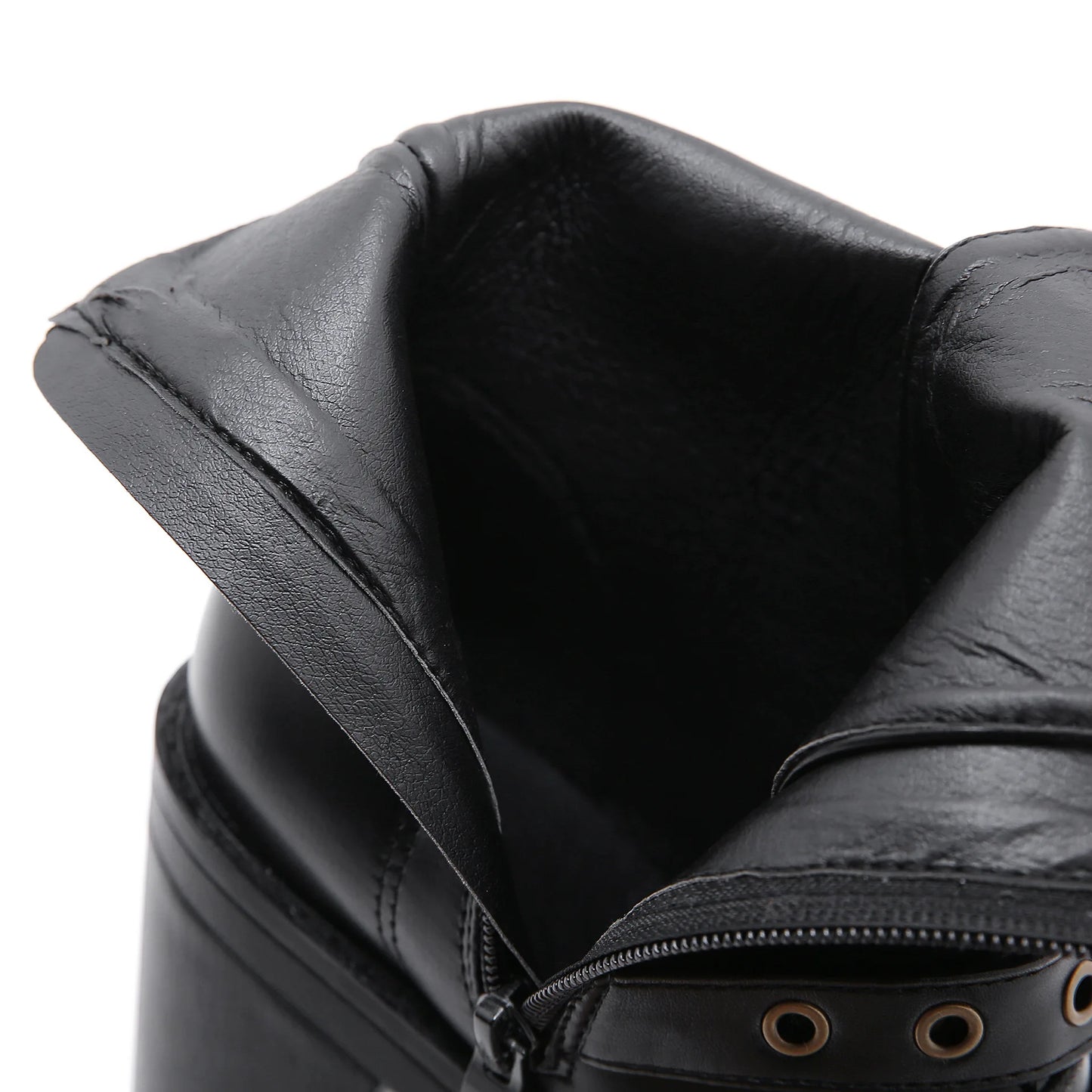 Zip Up Platform Ankle Boots High Heels Round Head Black Leather Goth Studded New Rock Combat Punk Women Shoes On Offer