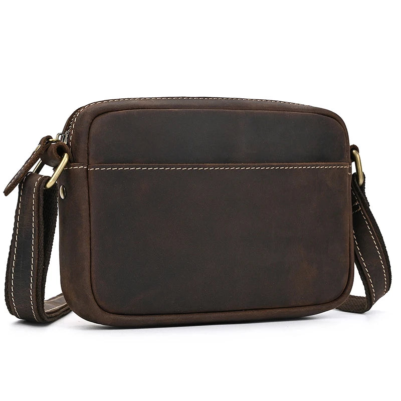 Crazy Horse Leather Messenger Bag Men's Leather Shoulder Bag For Mobile Phone Sling Bags For Men Woman Cross Body Bag