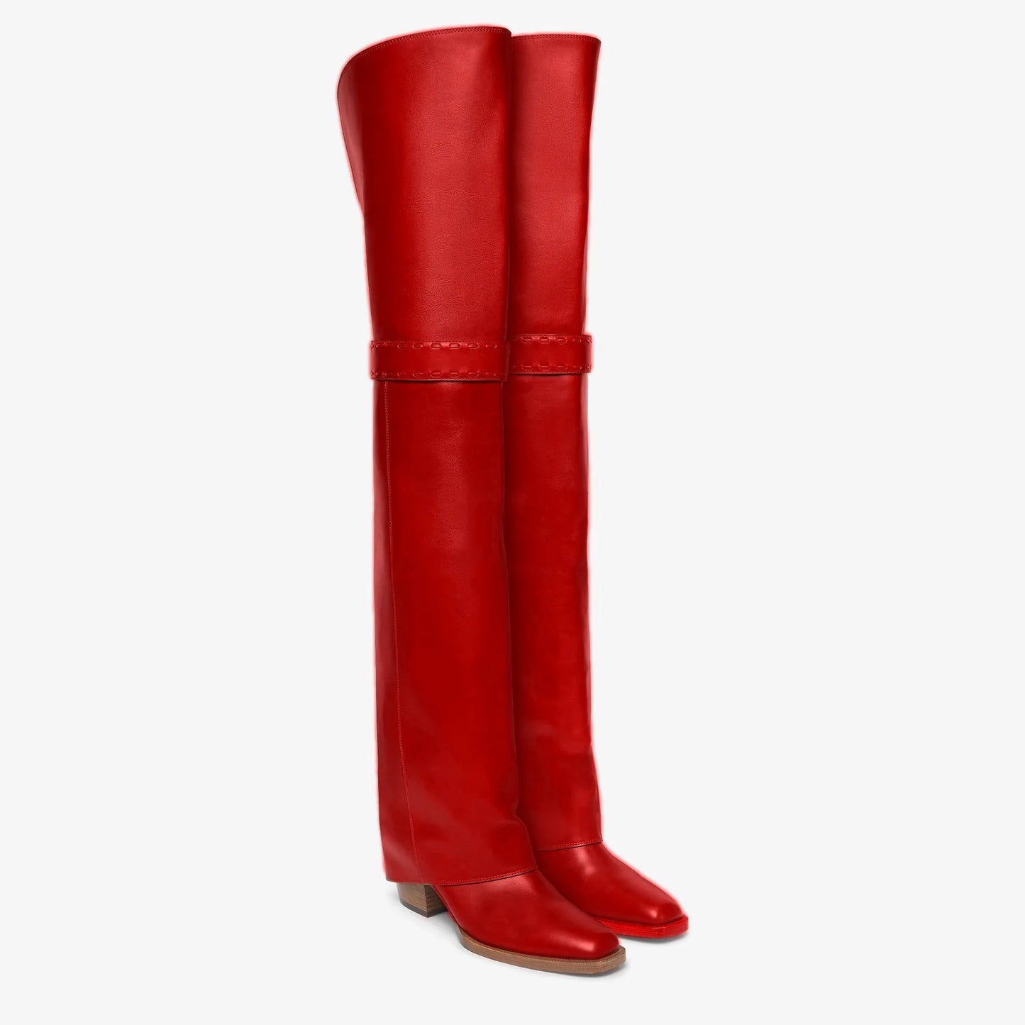 Elegant Temperament of European and American Women, Thick High Heels, Skirt Hem, Knee High Boots, Oversized Retro Knight Boots