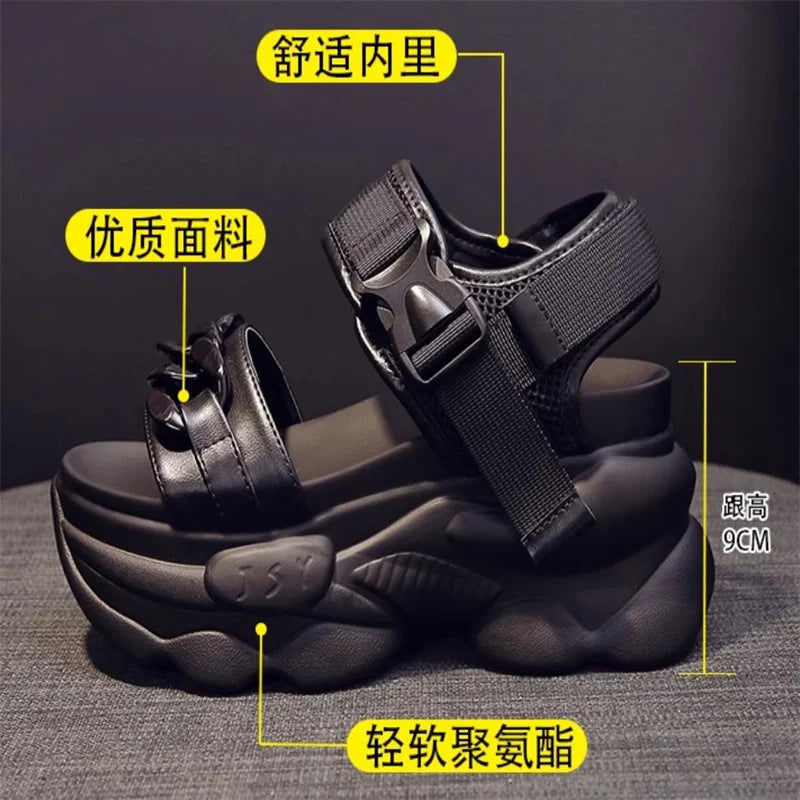 High Heels Sandals Women Shoes New Summer Wedges Height Increasing 11cm Ladies Sandal Platform Chunky Shoes Sandalias Mujer