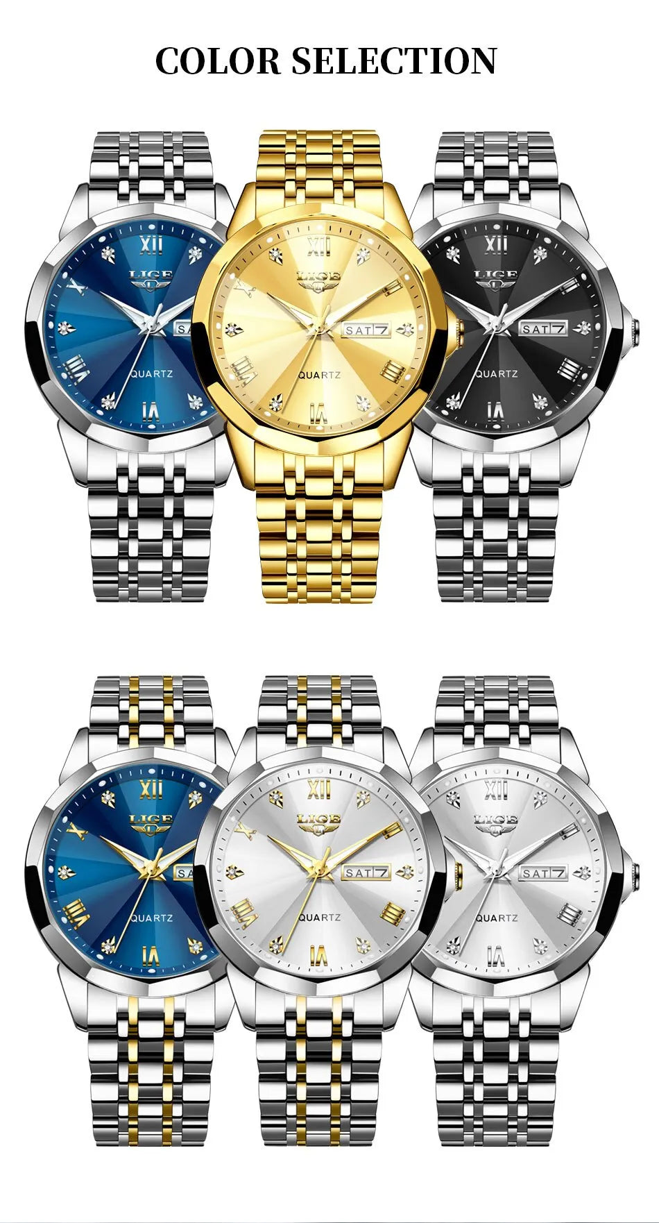 LIGE New Quartz Watch For Men Top Luxury All Steel Design Fashion Business Wristwatch Men Waterproof Watches Man Montre Homme