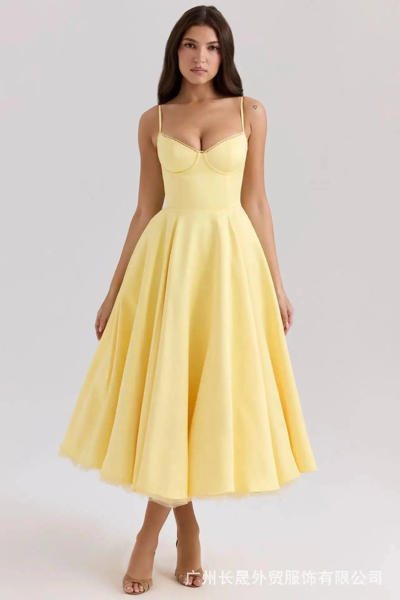 2026 Spring/summer High End Satin Strapless Heavy Industry French Waist Strap Sexy Hot Girl Medium Long Dress Women Elegant