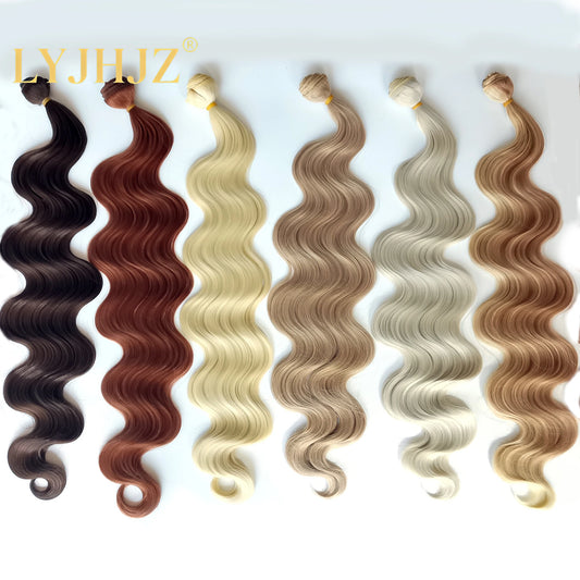 Colorful Body Wave Hair Bundles 613 Piano Blonde Natural Synthetic Hair Extensions Ombre Thick Ponytail Loose Deep Hair Weaving