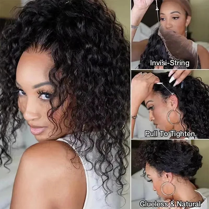360 HD Full Lace Front Wigs Curly Wig Human Hair Pre Plucked Deep Wave Invisible Strap Wig 13x4 13x6 HD Lace Frontal Wig