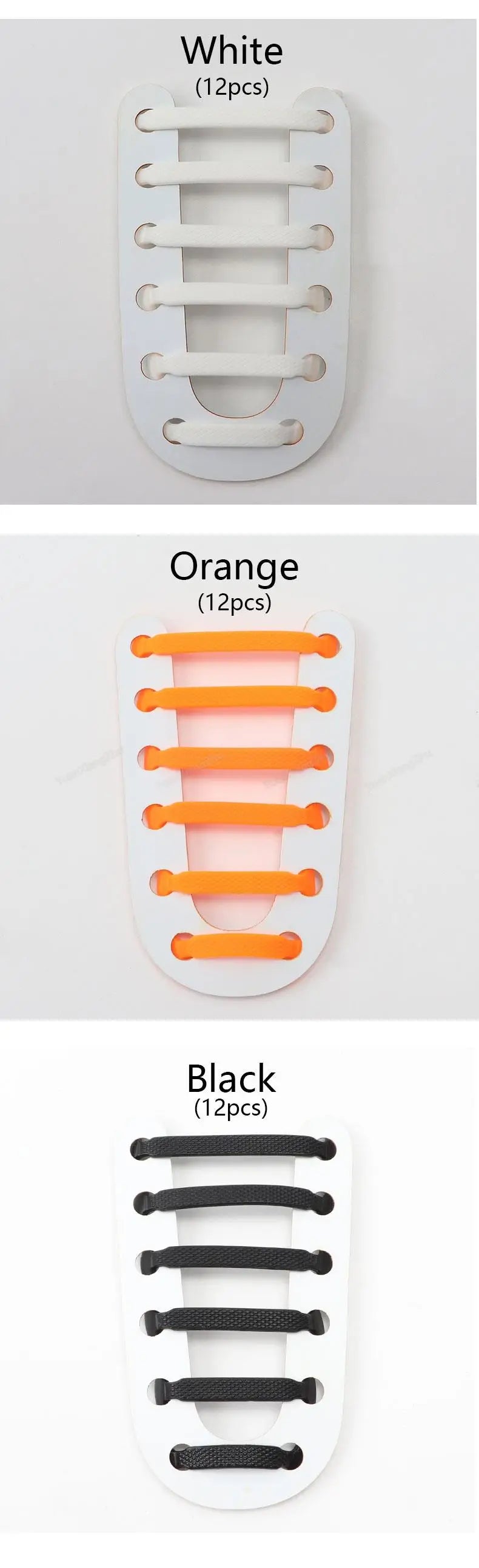12Pcs Stretch Silicone Shoelaces No Tie Shoe laces Elastic Laces Sneakers Kids Adult Rubber Shoelace One Size Fits All Shoes