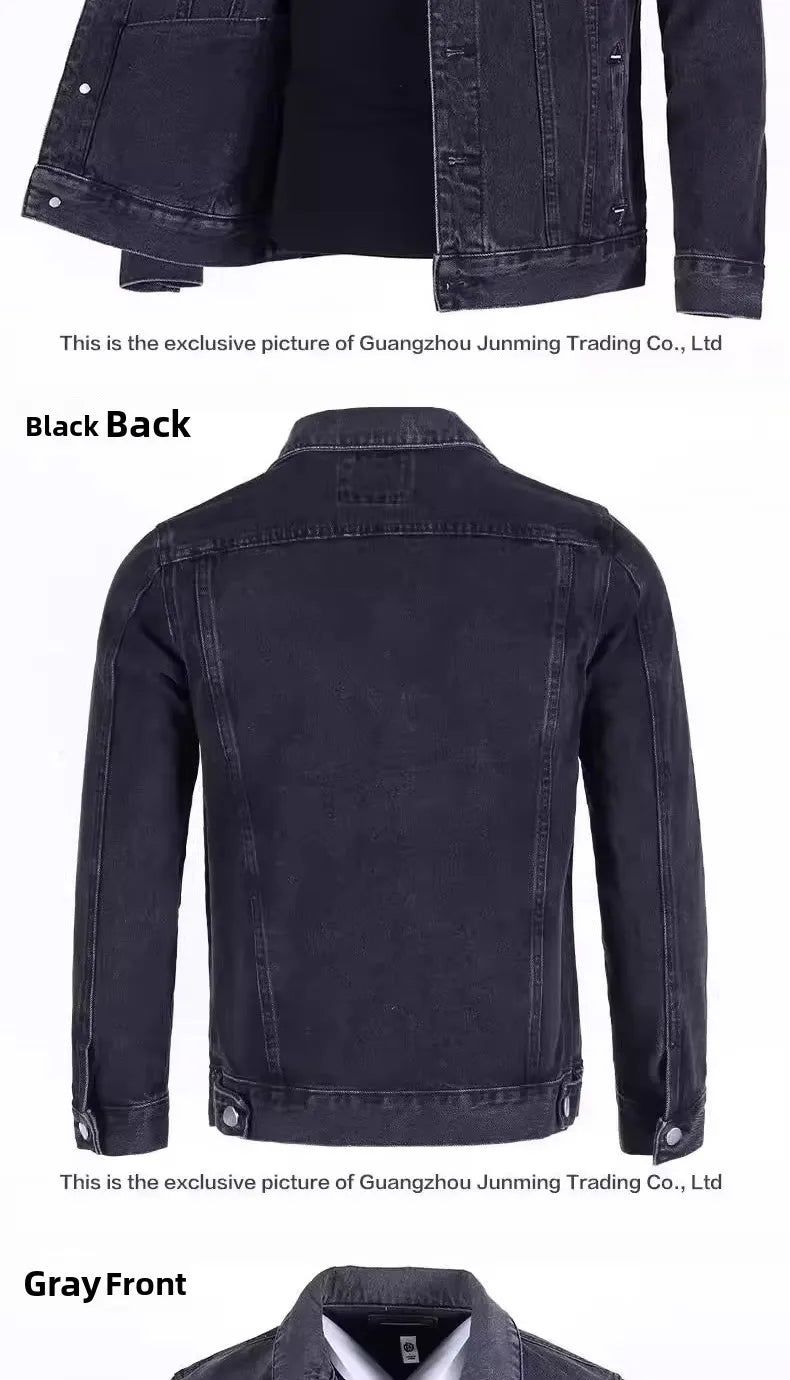 Retro Japanese Style Wearable Long Sleeve Denim Jacket for Men Spring Autumn Loose Casual Classic Collar Dirt Resistant