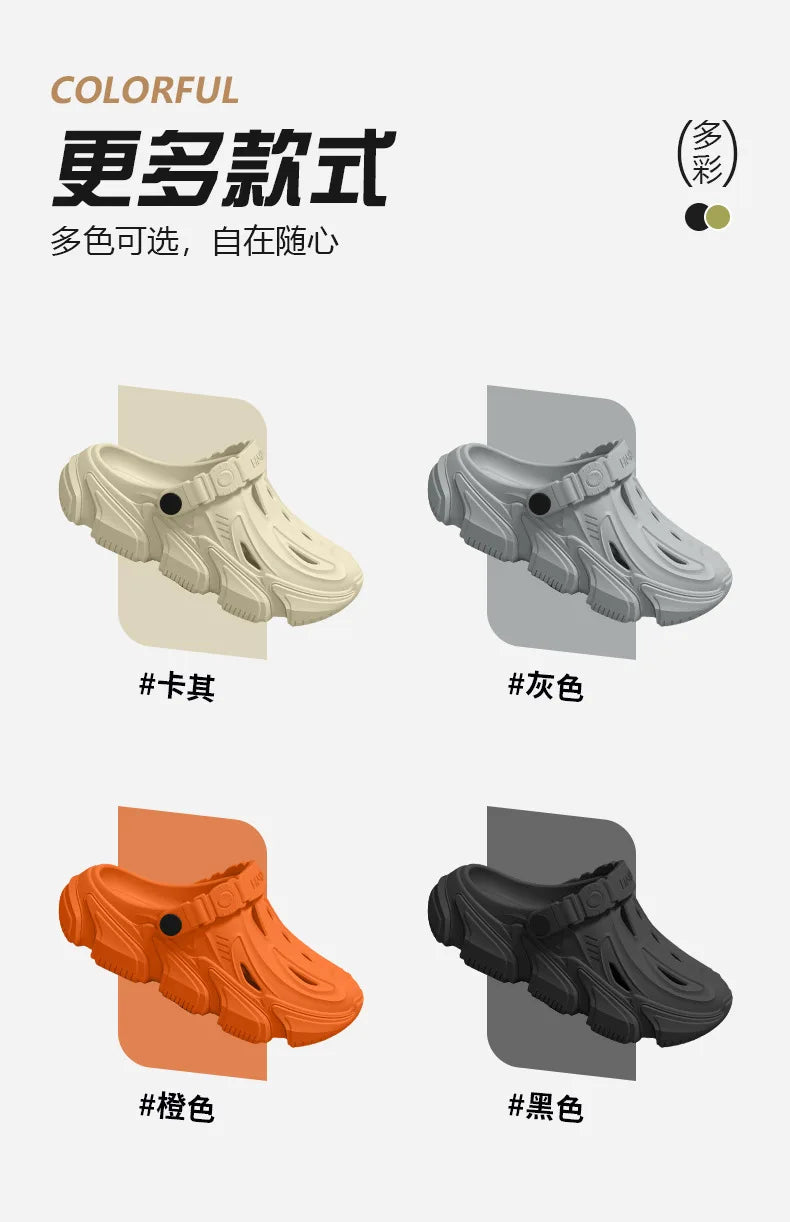 Thick soled perforated shoes for men, 2026 new model for home use, anti slip, wear-resistant, breathable and not tiring