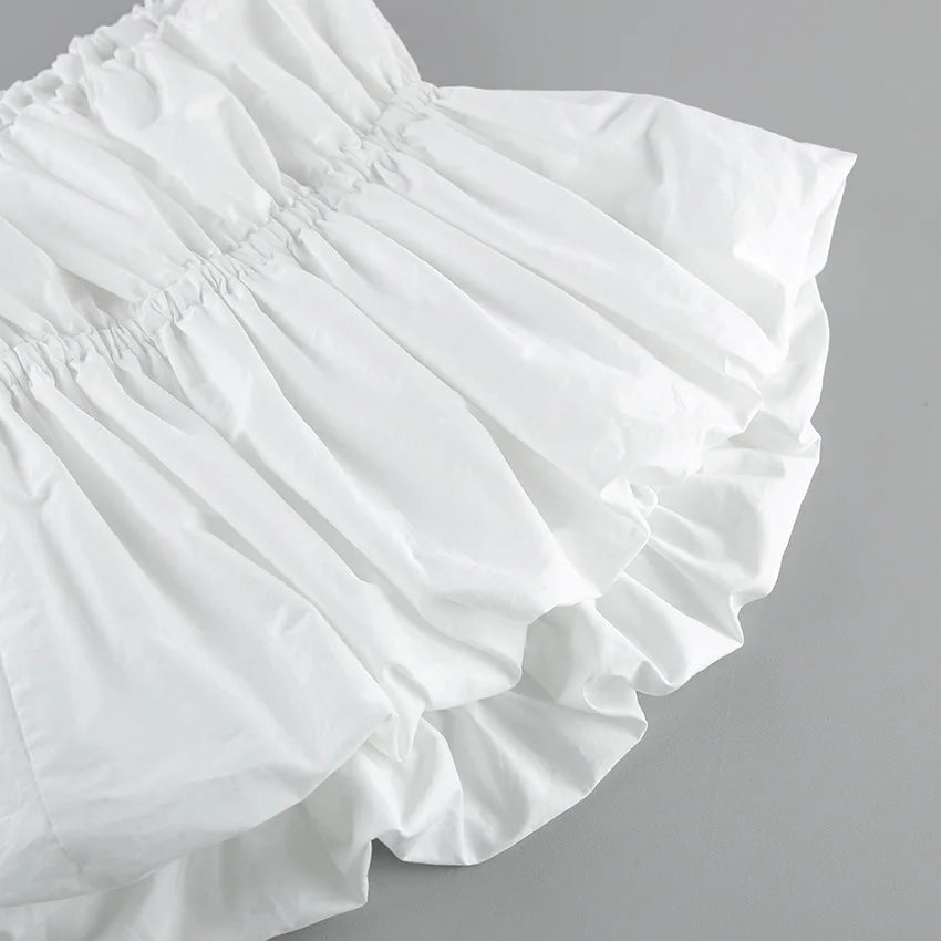 SuperAen European and American Style Fashion Design Sexy Top Unique Design Summer 2026 New White Folds Slimming Tops