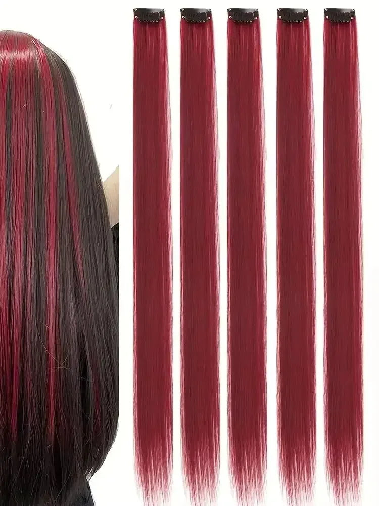 Three-color gradientSparkle Hair Extensions Clip In Rainbow Synthetic Sparkle Hair Tinsel Heat Resistant Sparkle Hair Extensions