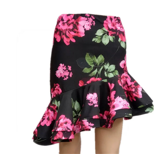New Latin Dance Skirt For Women Girls Performances Print Design Dress Dance Costumes Adult Latin Ballroom Practice Skirts