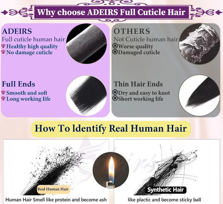 ADEIRS Straight Tape In Human Hair Extensions 100% Real Hair Extensions 16"-24" Black Brown Blonde #613 Invisible Tape In