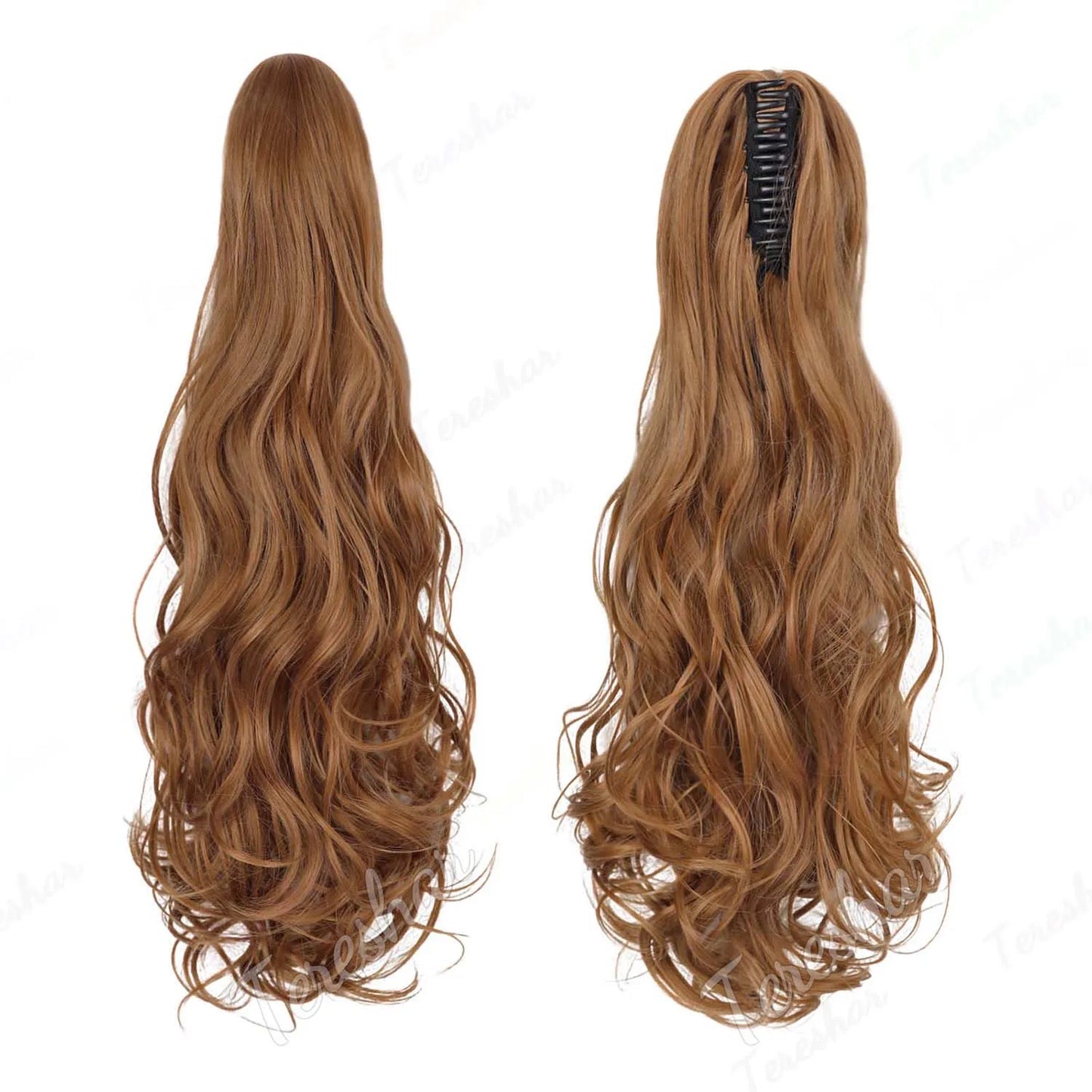 Tereshar Synthetic Ponytail Extension Claw Ponytail Extension Wavy Curly pony tails hair extensions Fake Hair Pieces for Women