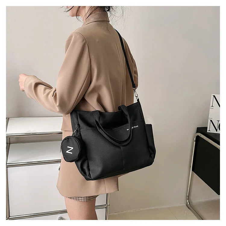 Korean version large capacity crossbody bag, versatile for male and female college students, travel shoulder bag, commuting bag