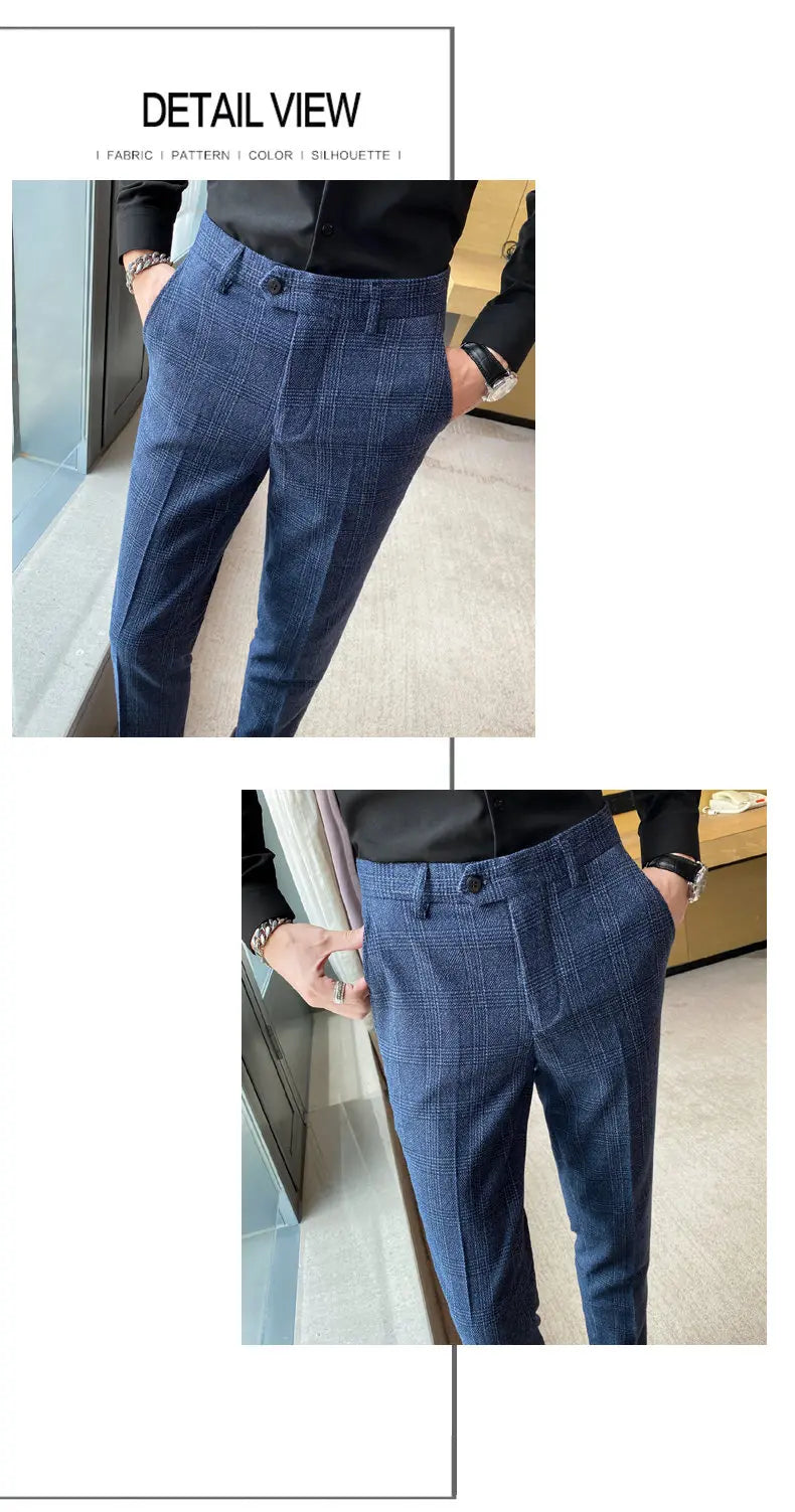 Spring and Autumn Checked Trousers for Men Are Trendy, Fashionable, Cool and Versatile, as Well as for Business and Casual Wear