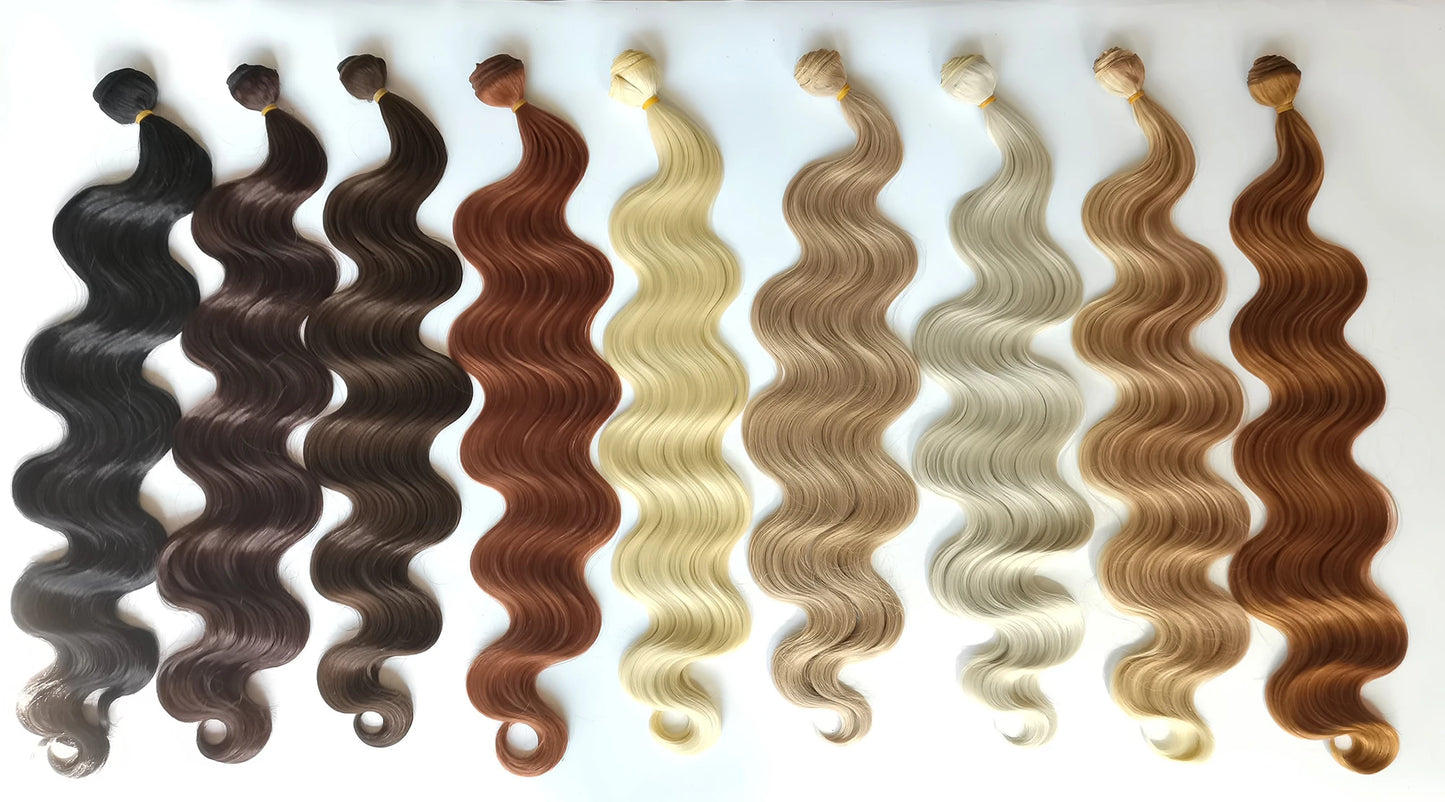 Colorful Body Wave Hair Bundles 613 Piano Blonde Natural Synthetic Hair Extensions Ombre Thick Ponytail Loose Deep Hair Weaving