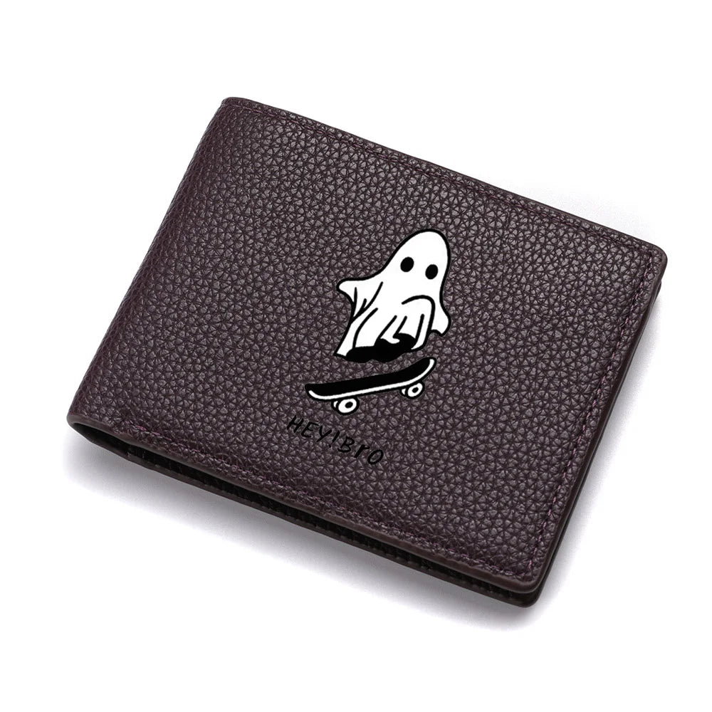 Men's Short Wallet PU Leather Mini Pattern with Multiple Card Slots And Zipper Coin Pocket