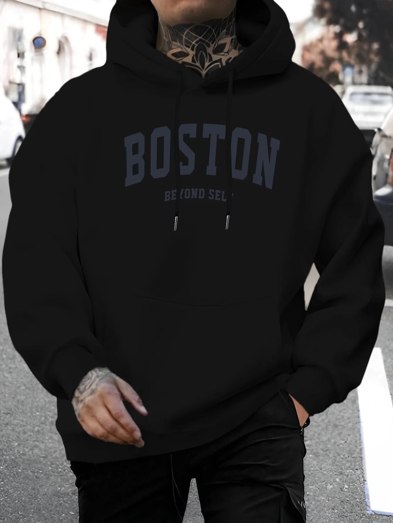 2025 hot trend men's casual hooded sweatshirt with drawstring comfortable long sleeved top suitable for autumn and winter