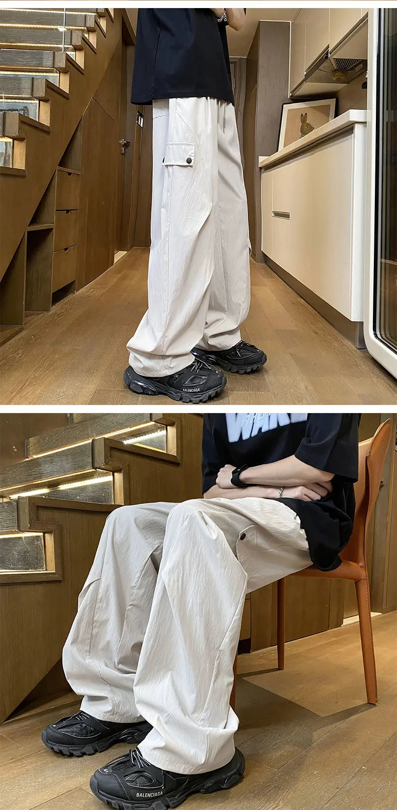 American Style Workwear Men's Summer Lightweight Tall Quick-Dry Trousers with Pleats for Hiking and Paratrooper