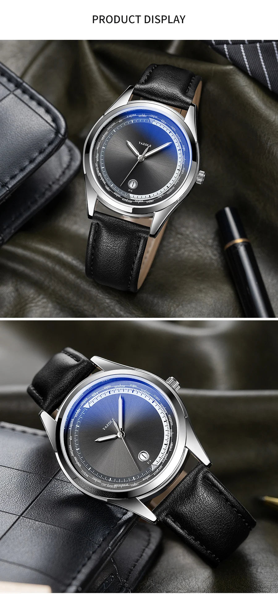 YAZOLE Men's Watch Minimalist Luxury Quartz Man Watch Original Leather Strap Waterproof Calendar Watches Relogio Masculino