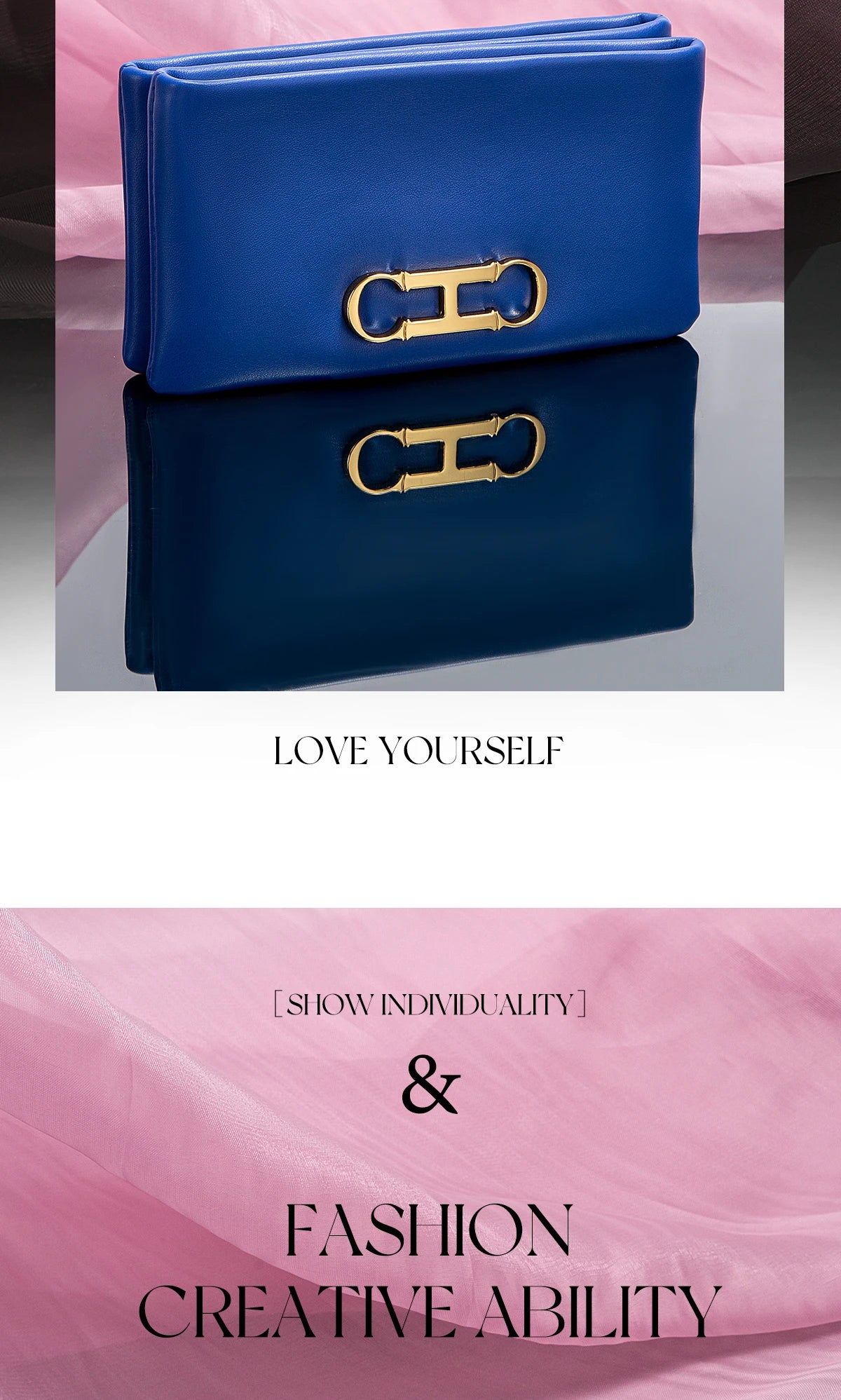 Retro and Versatile Solid-color Fashion New Women's Rectangular Clutch Minimalist Classic Letter-style Cardholder