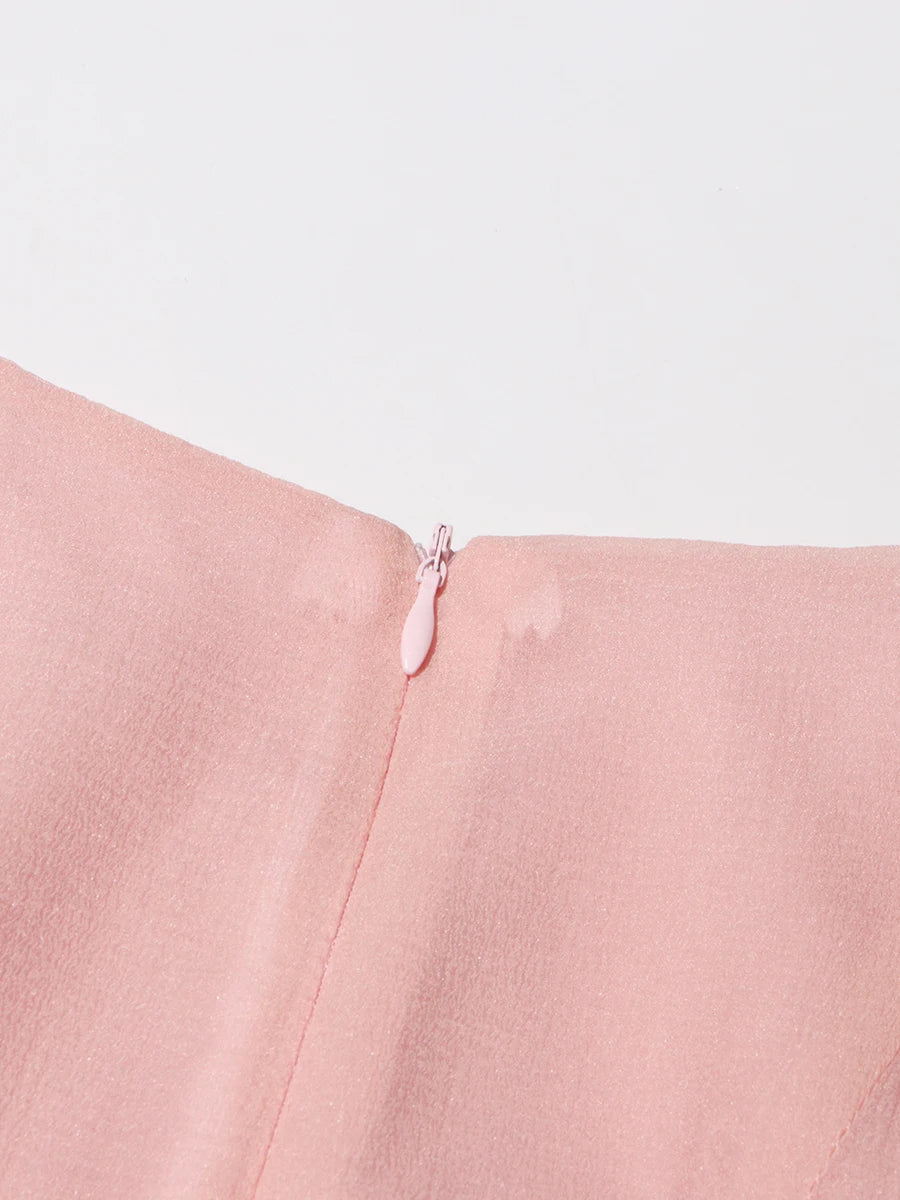 TWOTWINSTYLE Solid Long Dresses For Women Round Neck Flare Sleeve High Waist Slim A Line Spliced Ruffles Dress Female Fashion