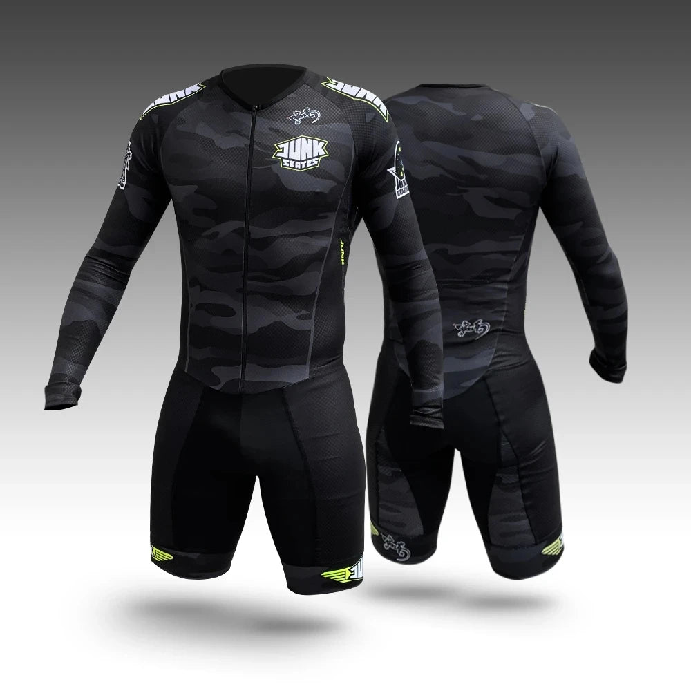 Mans Roller Skating Cycling Jersey Triathlon Clothing Tri Suit Skinsuit Conjunto  Bike Body Sport Swim Run Jumpsuit No Cushion