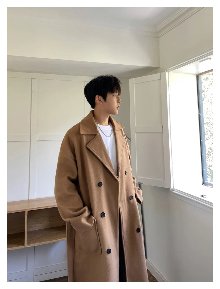 Long Coats Men chamarras para hombre Woolen Jackets winter coat men Trench Male Vintage Loose Heavy Jackets Men Leisure Overcoat