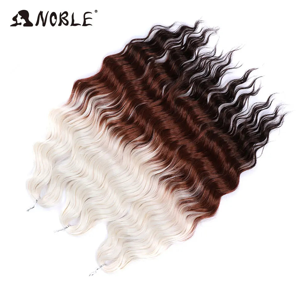 Noble 24 Inch Synthetic Hair Water Wave Braiding Hair Extensions Ombre Rainbow color Deep Wave Curl Twist Crochet Hair Extension