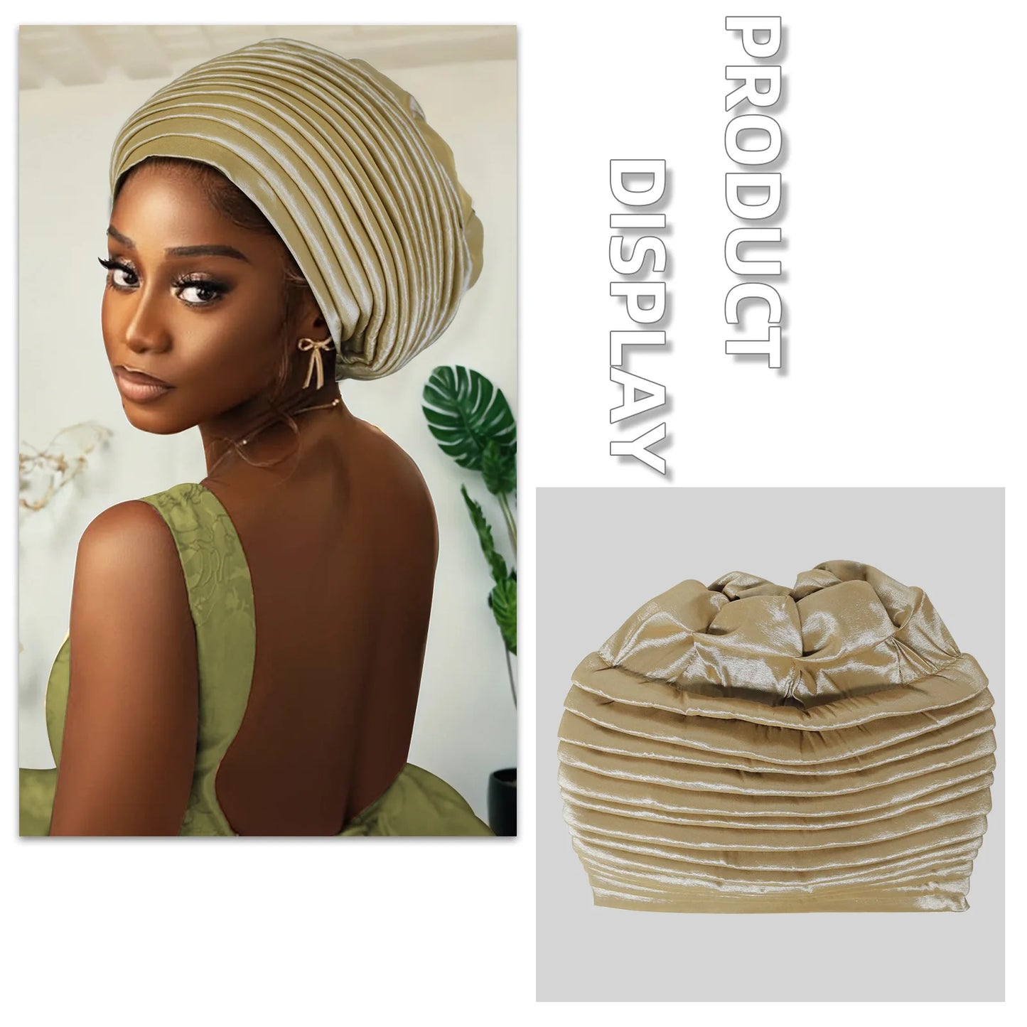 New African Auto Gele Headties Muslim Turban Hijab for Women Pleated Bonnet Indian Cap Nigeria Head Wrap Hat Wedding Geles Scarf