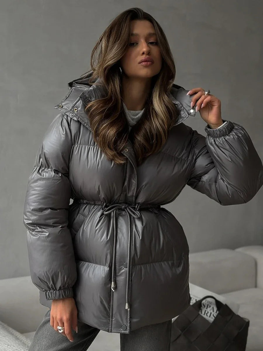 Wolfeel Drawstring Slim Fit Womens Winter Jacket Polyester Coat Warm