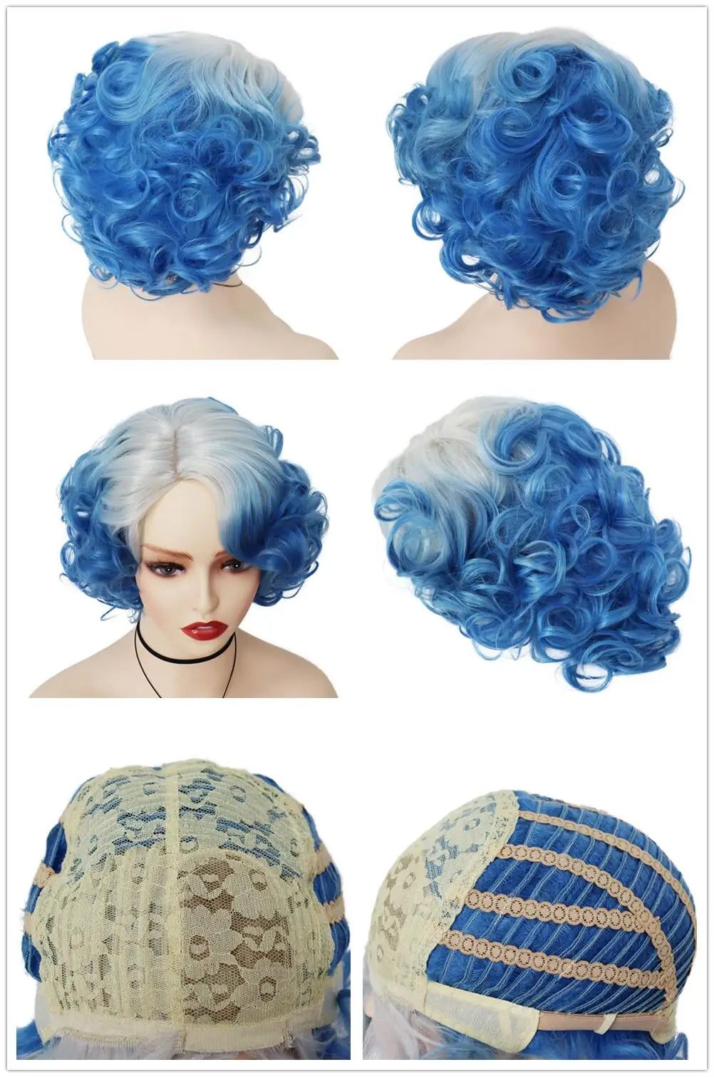 GNIMEGIL Synthetic Cosplay Wig Short Curly Hair Platinum Blonde Wigs for White Women Fluffy Curls Flip 60s Gatsby Hairstyle Wigs